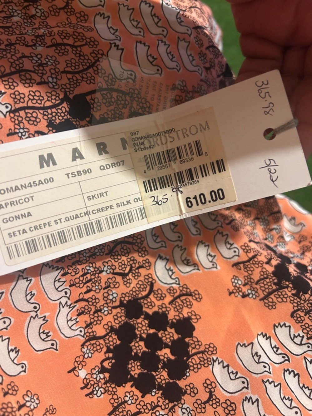 Marni Coral Peach Printed Pencil Skirt - Picture 6 of 7